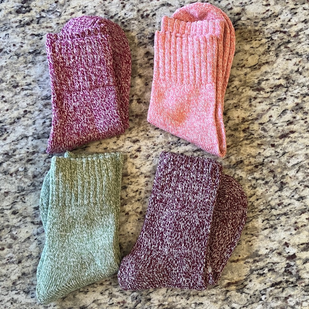 Crew Socks 4 Pair Heathered Multicolor Set Cozy Fall Winter Loungewear Boots New